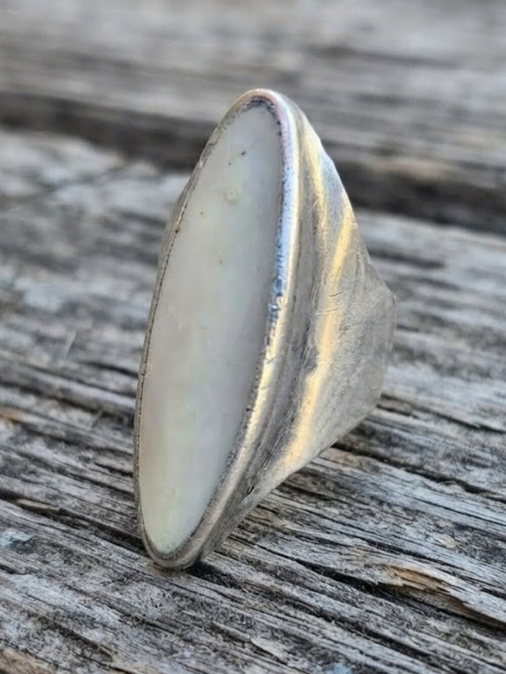 Sterling Silver Vintage Mother Of Pearl Ring